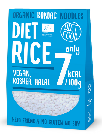 MAKARON (KONJAC) W KSZTAŁCIE RYŻU BEZGLUTENOWY BIO 385g(300g) DIET-FOOD