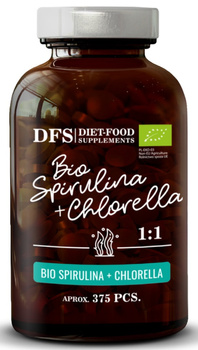CHLORELLA + SPIRULINA BIO 375 TABLETEK - DIET-FOOD