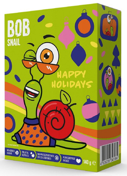 ZESTAW ŚWIĄTECZNY - PRZEKĄSKI OWOCOWE Z ZABAWKĄ I NAKLEJKĄ BEZ DODATKU CUKRÓW BEZGLUTENOWE 140 g - BOB SNAIL (PRODUKT SEZONOWY)