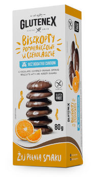 BISZKOPTY POMARAŃCZOWE W CZEKOLADZIE BEZ DODATKU CUKRÓW BEZGLUTENOWE 80g
