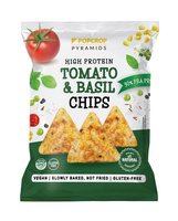 CHRUPKI PROTEINOWE O SMAKU POMIDORA Z BAZYLIĄ BEZGLUTENOWE 60 g - POPCROP