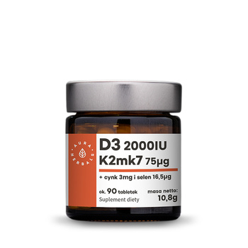 Witamina D3 2000IU+K2+Cynk+Selen, 10,8g tabletki 90 szt.