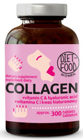 KOLAGEN Z KWASEM HIALURONOWYM I WITAMINĄ C 300 TABLETEK - DIET-FOOD