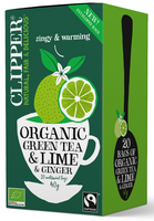 HERBATA ZIELONA Z LIMONKĄ I IMBIREM FAIR TRADE BIO(20x2g)40g CLIPPER